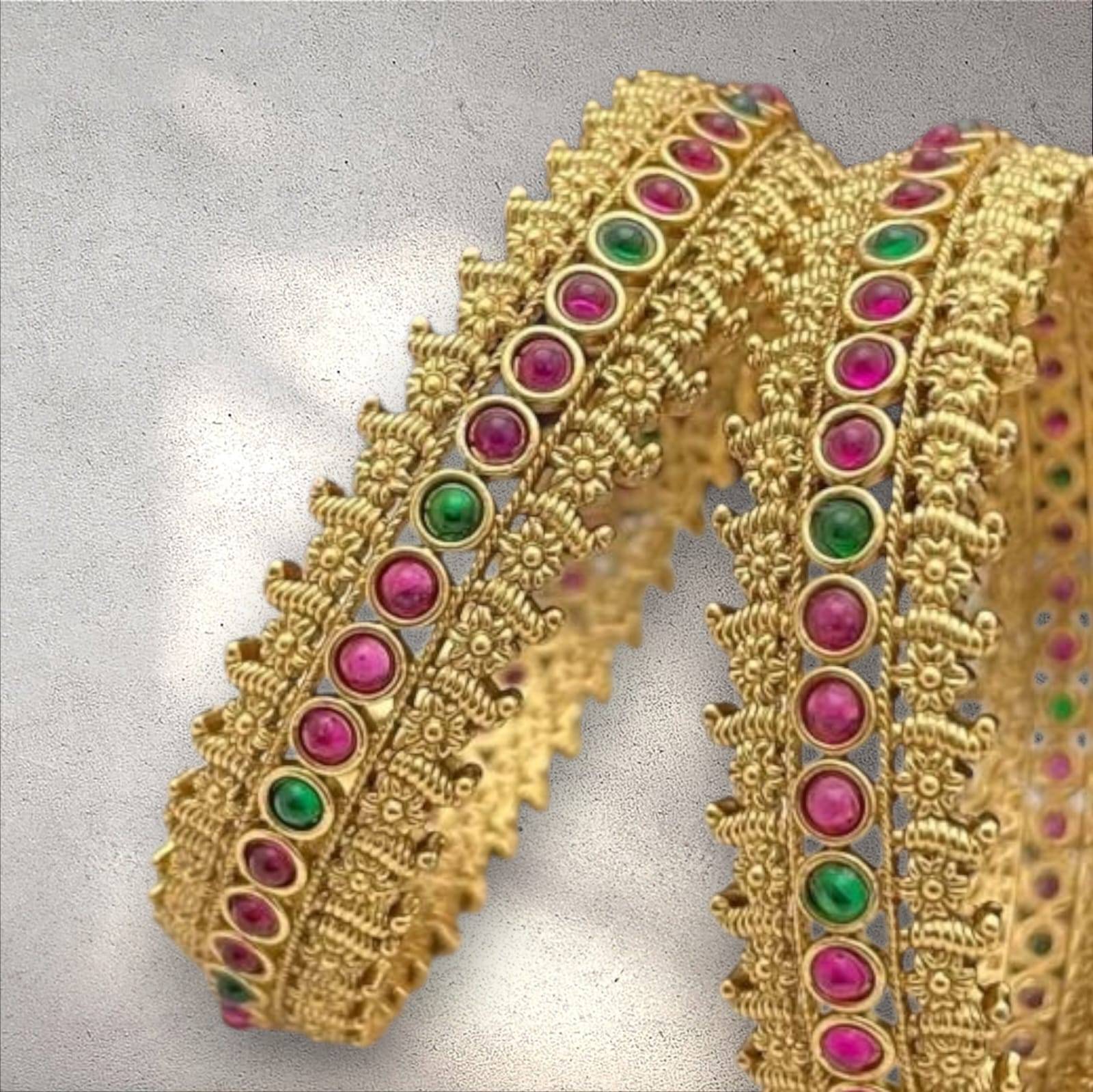 Stone bangles set of 2(size 2.4,2.6,2.8)